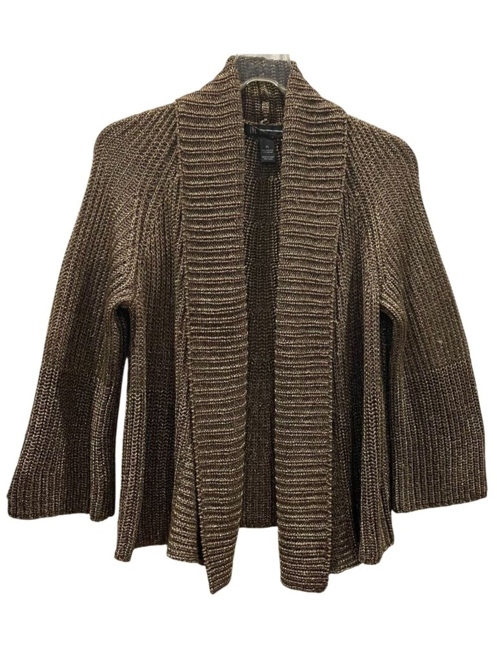 INC International Concepts Metallic Cardigan Sweater XL Bronze Glam Lagenlook